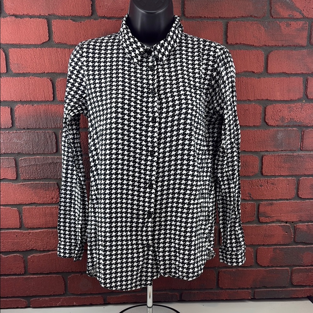 Big Dart Shirt Womens 38 Houndstooth Button Down‎